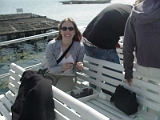 Erica Eating Mussels On The Boat In Galicia